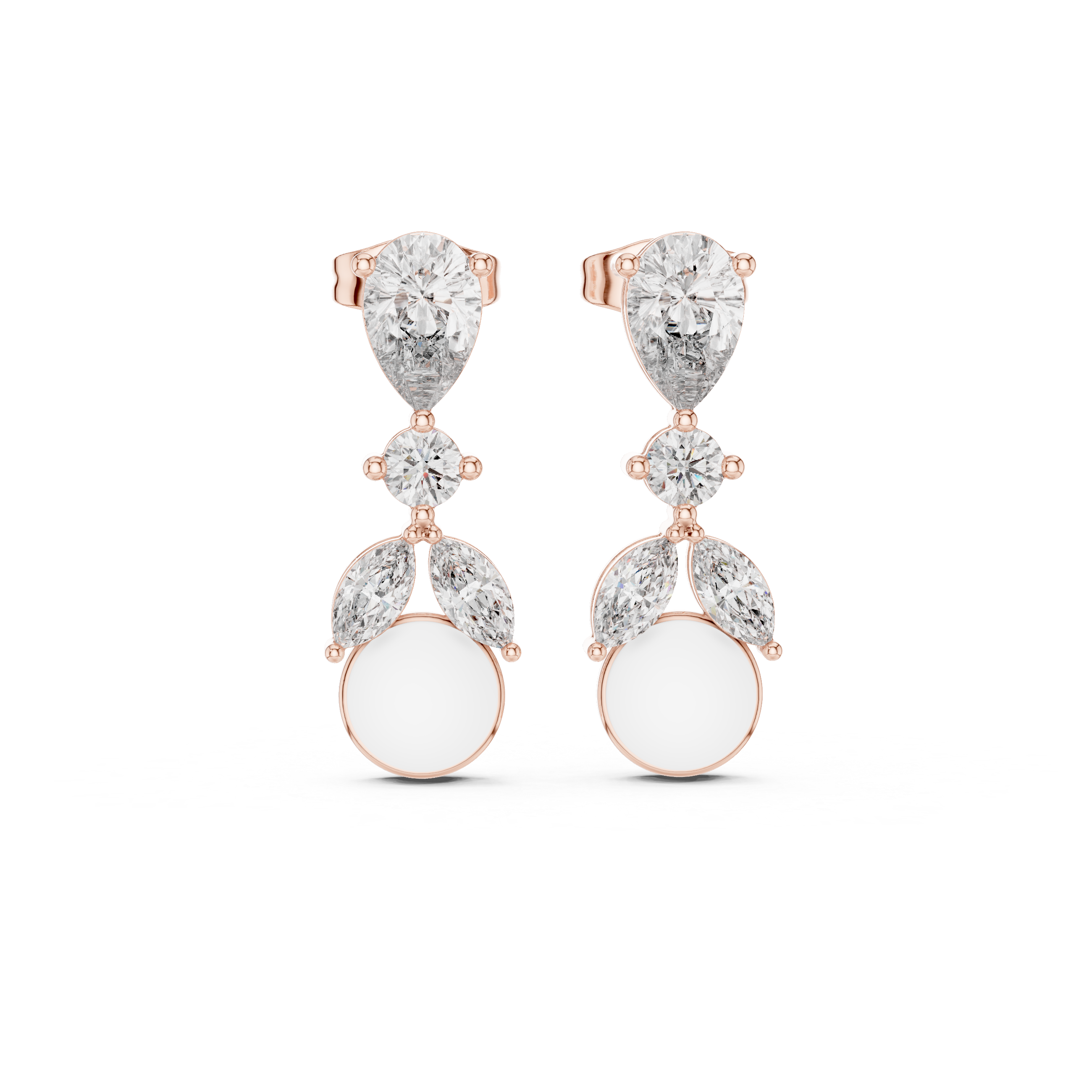 1.63 CT Round Pear & Marquise Lab Grown Diamond Studs in 9K/14K Gold |WOKE