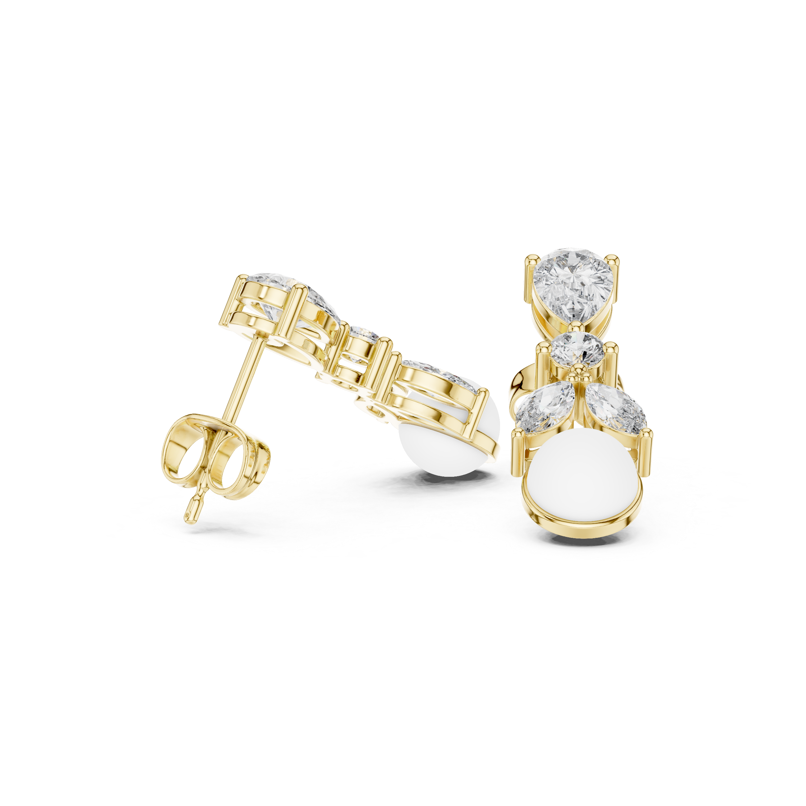 1.63 CT Pear Round Marquise & Pearl Moissanite in 9K Gold/925 Silver |WOKE