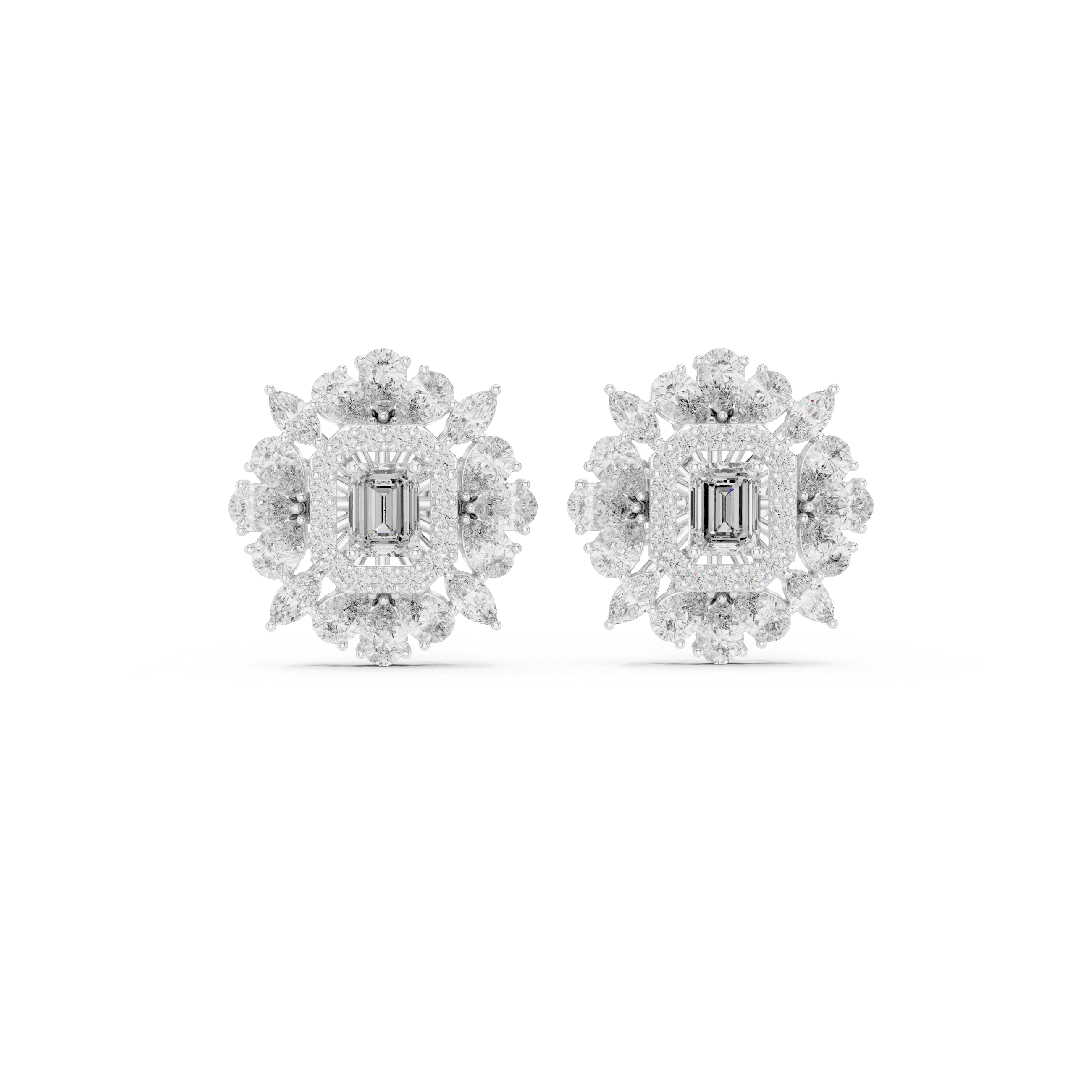 40.474 CT Round Marquise Pear and Emerald Lab Grown Diamond Studs in 9K/14K Gold |WOKE