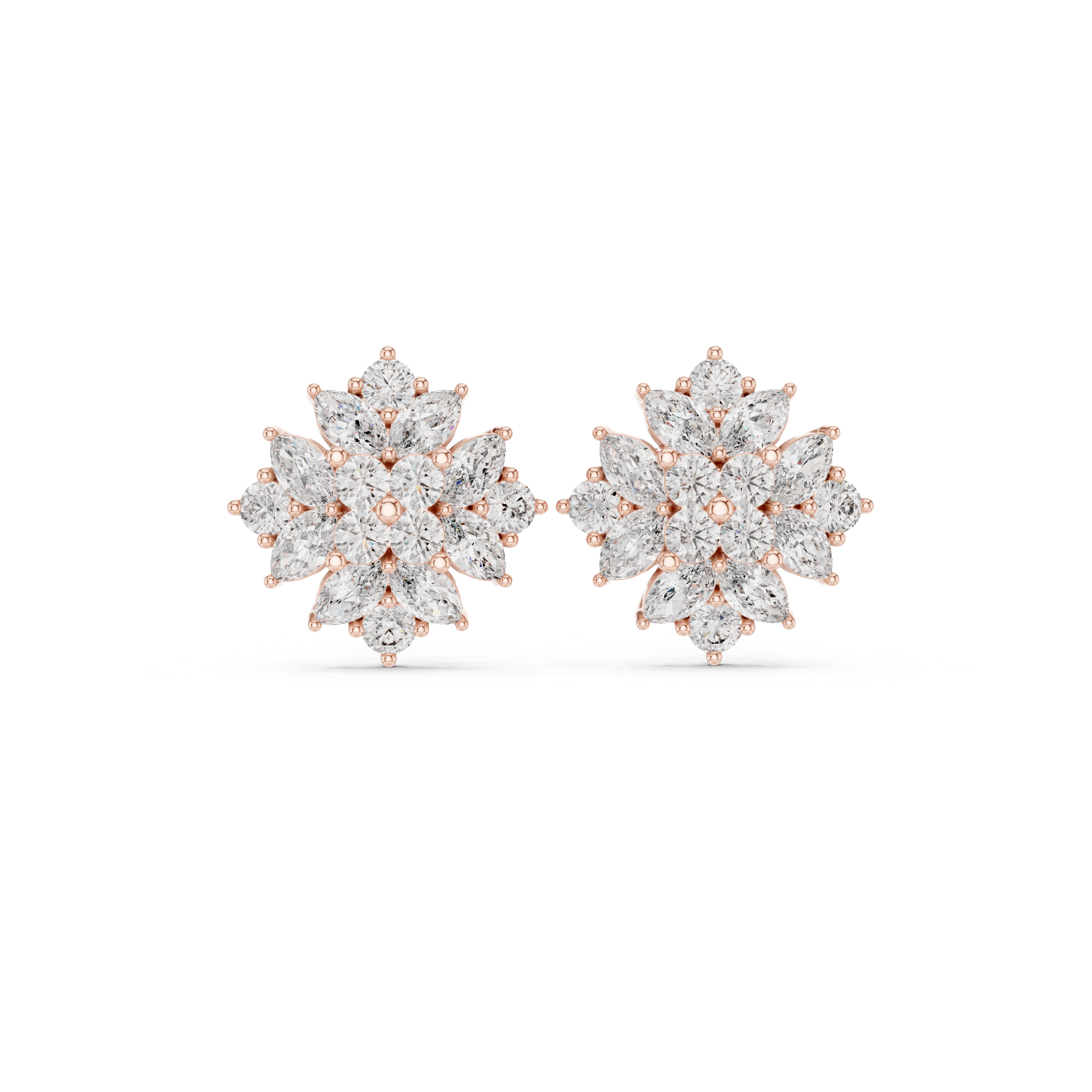 2.6 CT Marquise & Round Moissanite Studs in 9K Gold/925 Silver |WOKE
