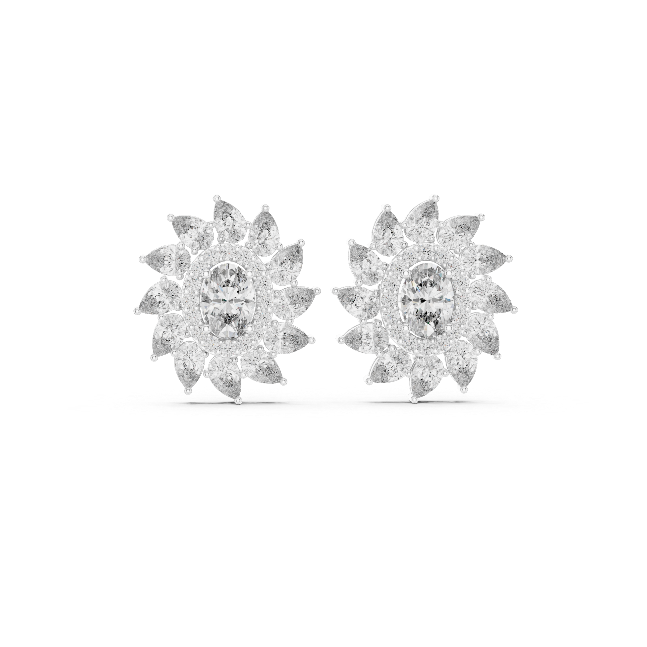 3.39 CT Round Pear & Oval Lab Grown Diamond Studs in 9K/14K Gold |WOKE