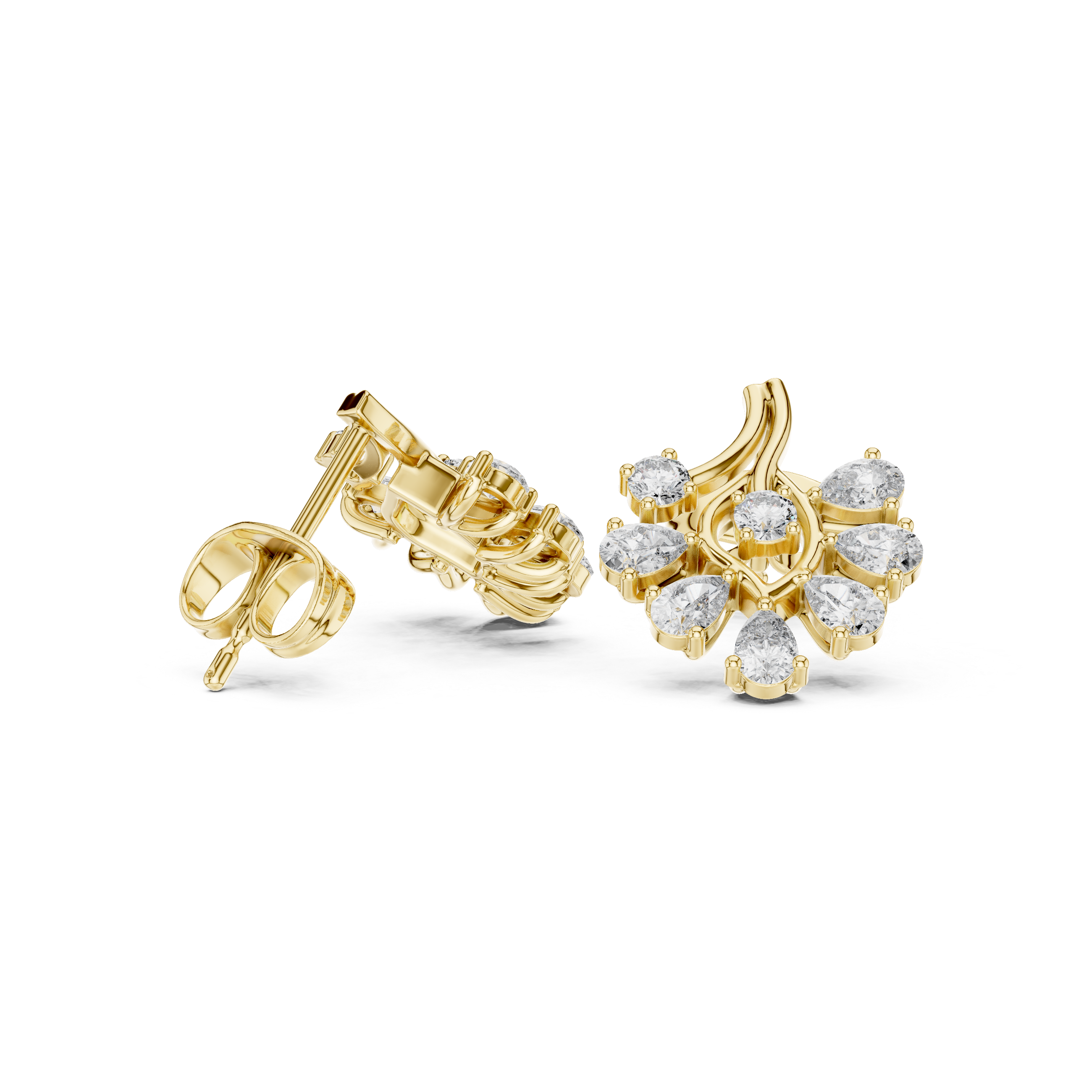 0.64 CT Round and Pear Lab Grown Diamond Studs in 9K/14K Gold |WOKE