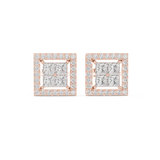 1.666 Princess & Round Moissanite Studs in 9K Gold/925 Silver |WOKE