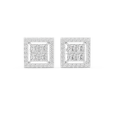 1.666 Princess & Round Moissanite Studs in 9K Gold/925 Silver |WOKE