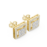 1.666 Princess & Round Moissanite Studs in 9K Gold/925 Silver |WOKE