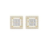 1.666 Princess & Round Moissanite Studs in 9K Gold/925 Silver |WOKE