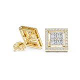 1.666 Princess & Round Moissanite Studs in 9K Gold/925 Silver |WOKE