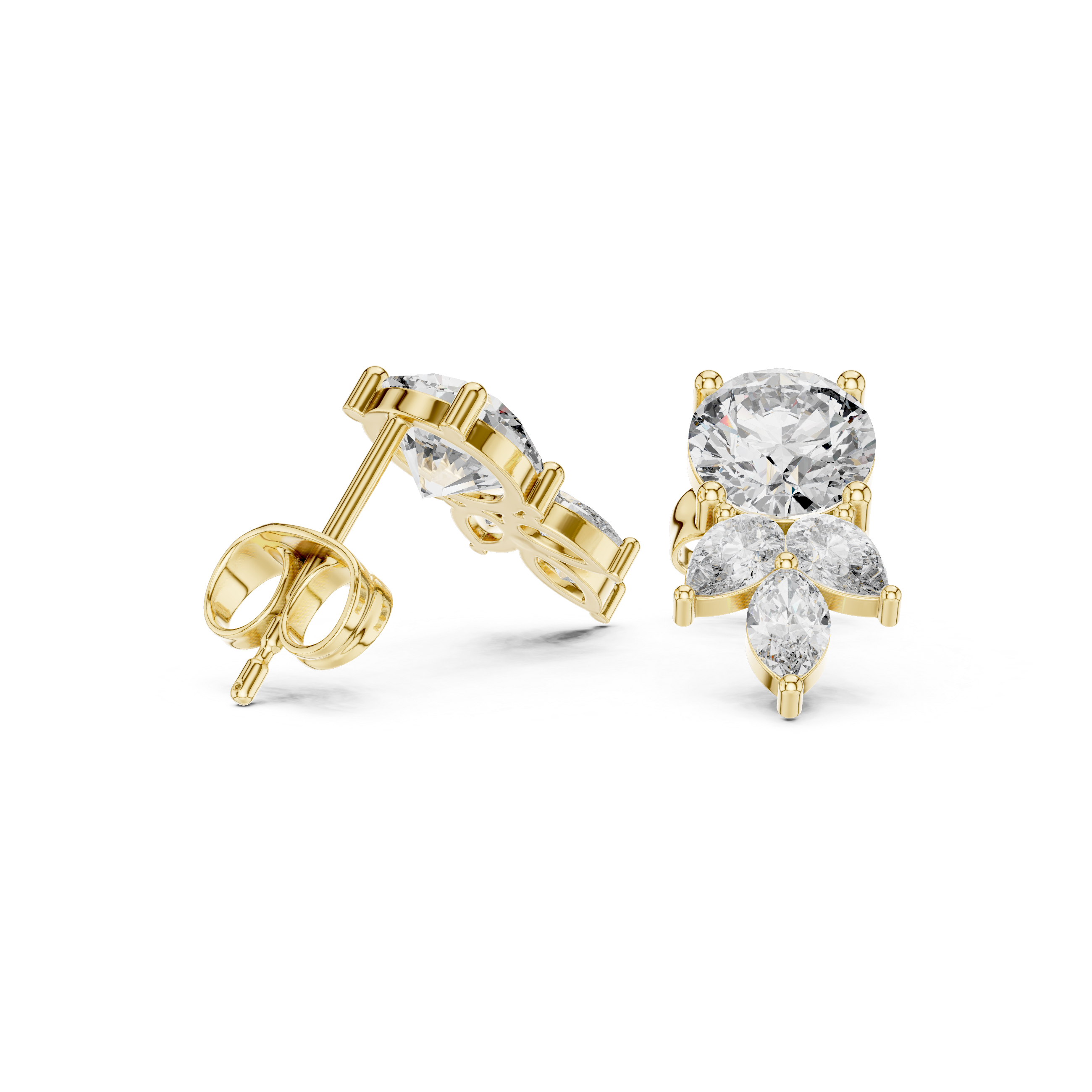 2.51 CT Round Marquise & Pear Moissanite Studs in 9K Gold/925 Silver |WOKE