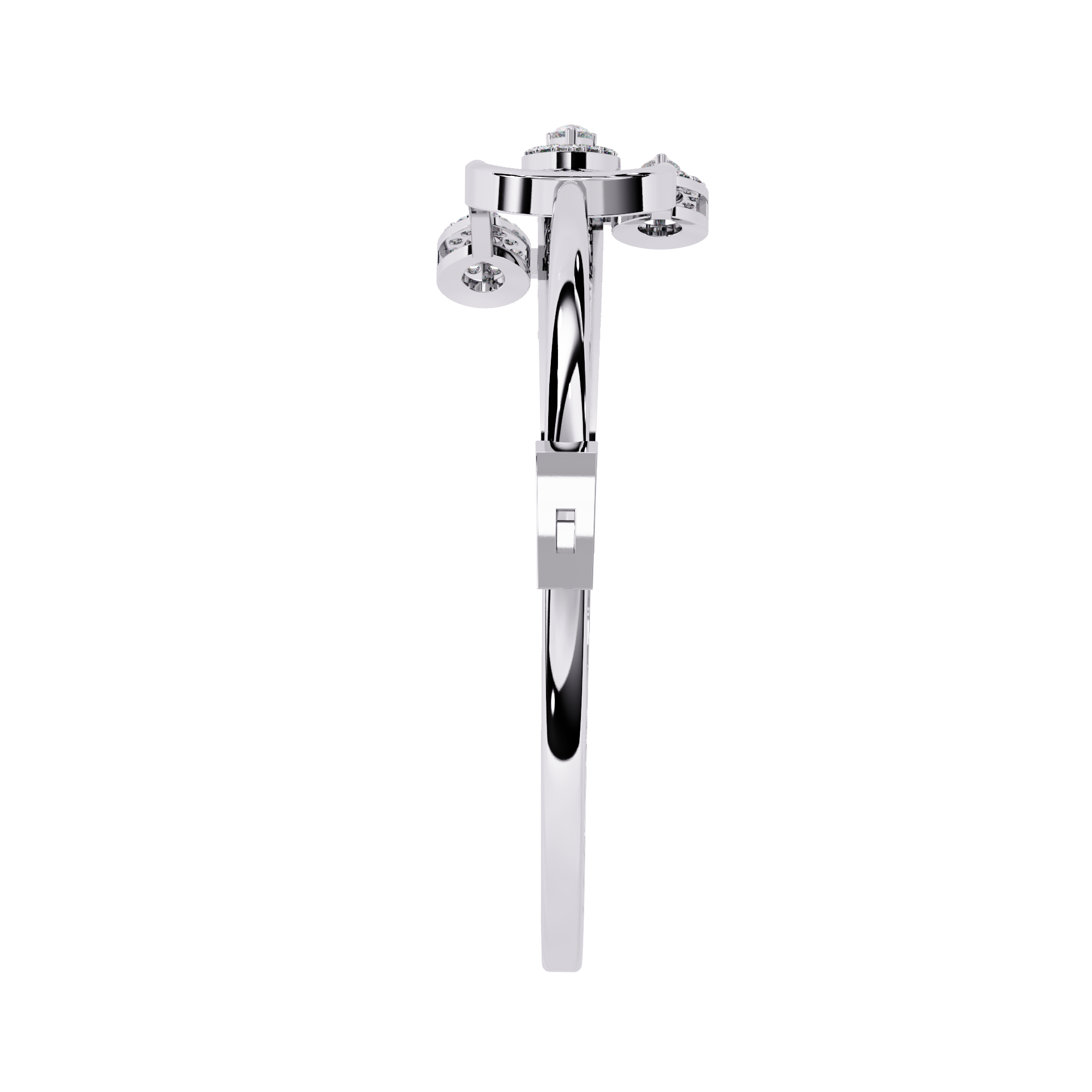 Assymetric shaped Kada in 925 silver
