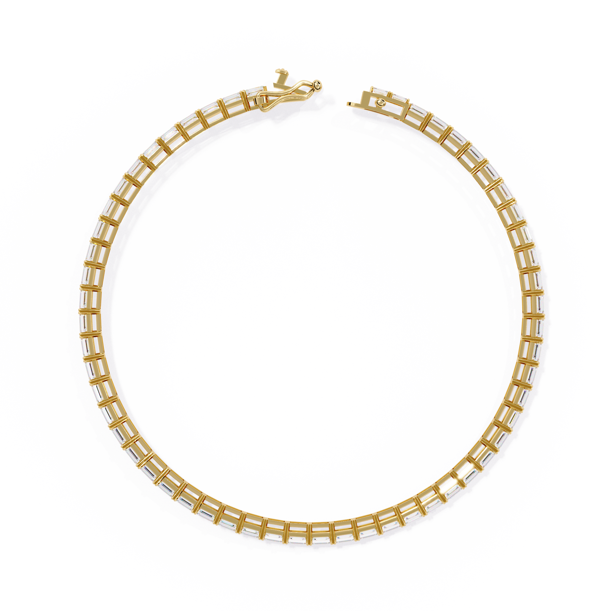 Moissanite horizontal emerald cut Tennis Bracelet