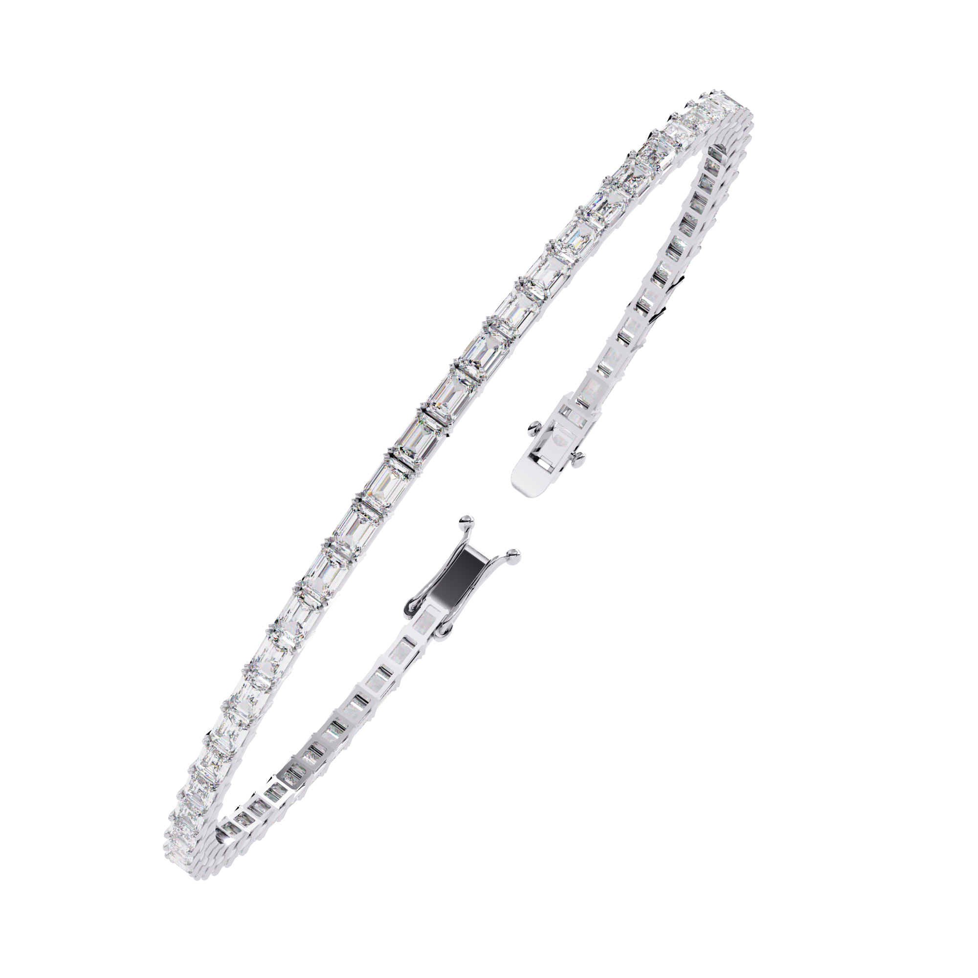 Moissanite horizontal emerald cut Tennis Bracelet