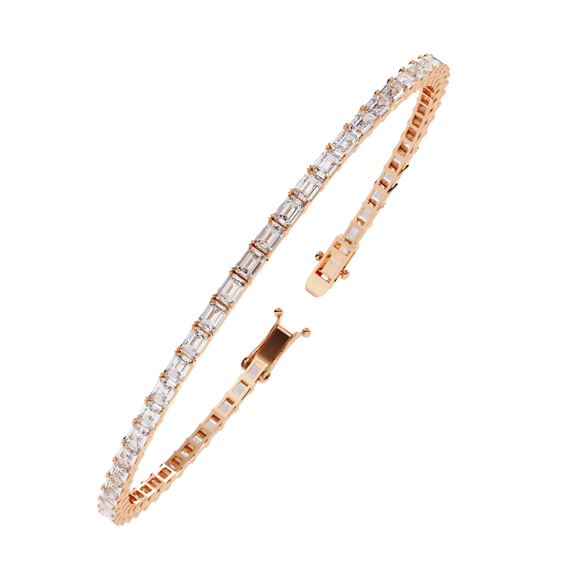 Moissanite horizontal emerald cut Tennis Bracelet
