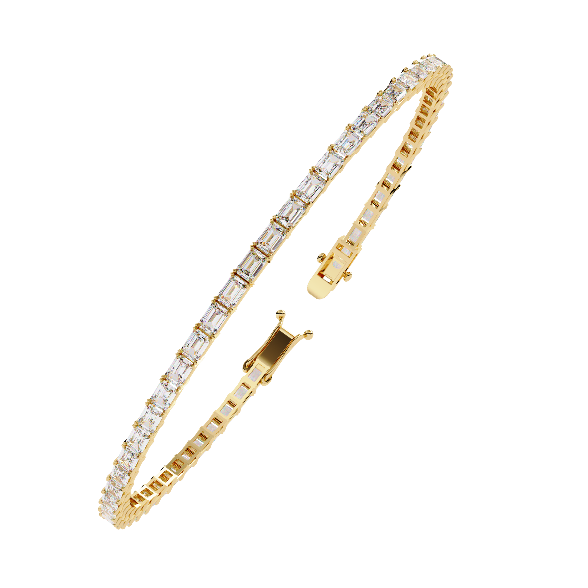 Moissanite horizontal emerald cut Tennis Bracelet