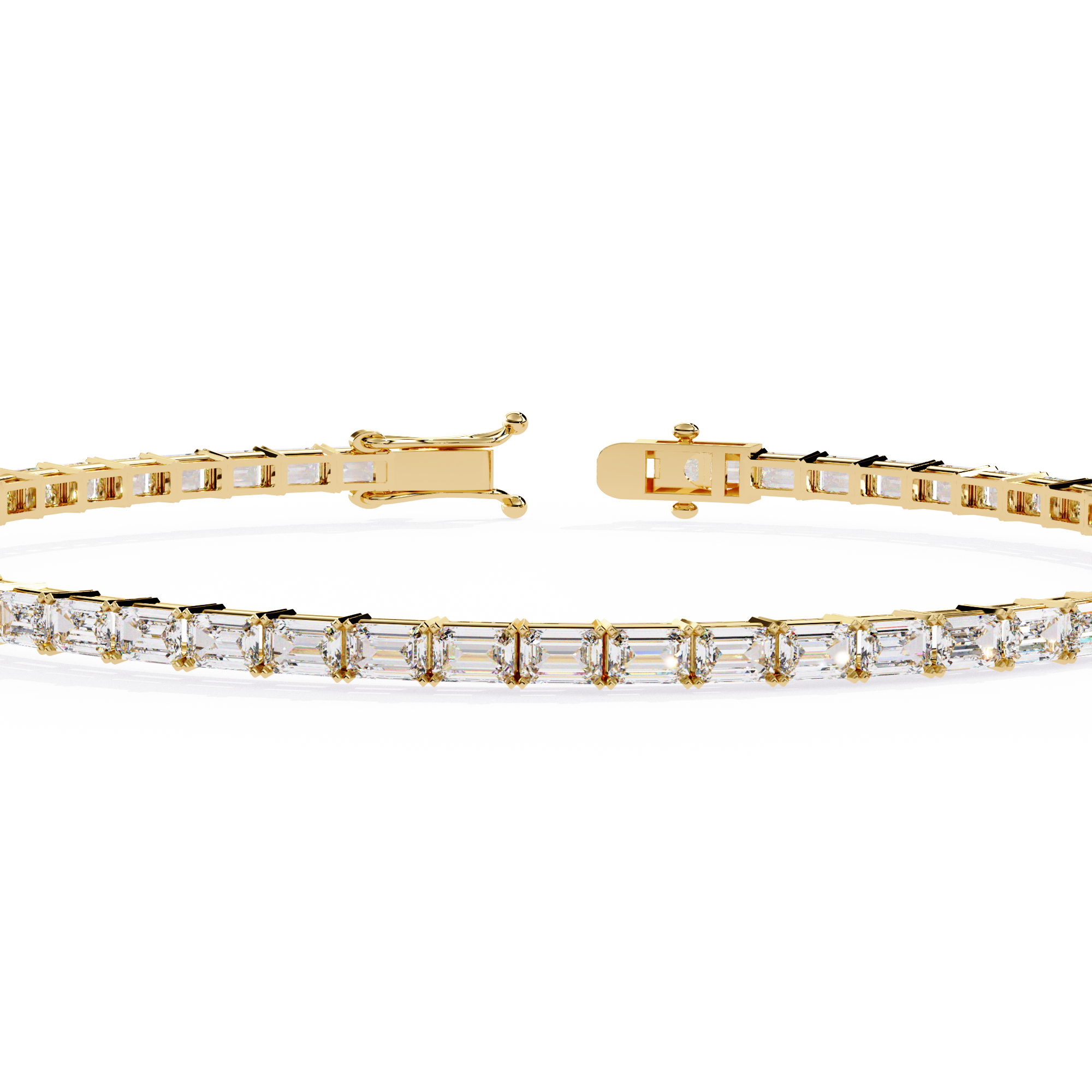 Moissanite horizontal emerald cut Tennis Bracelet