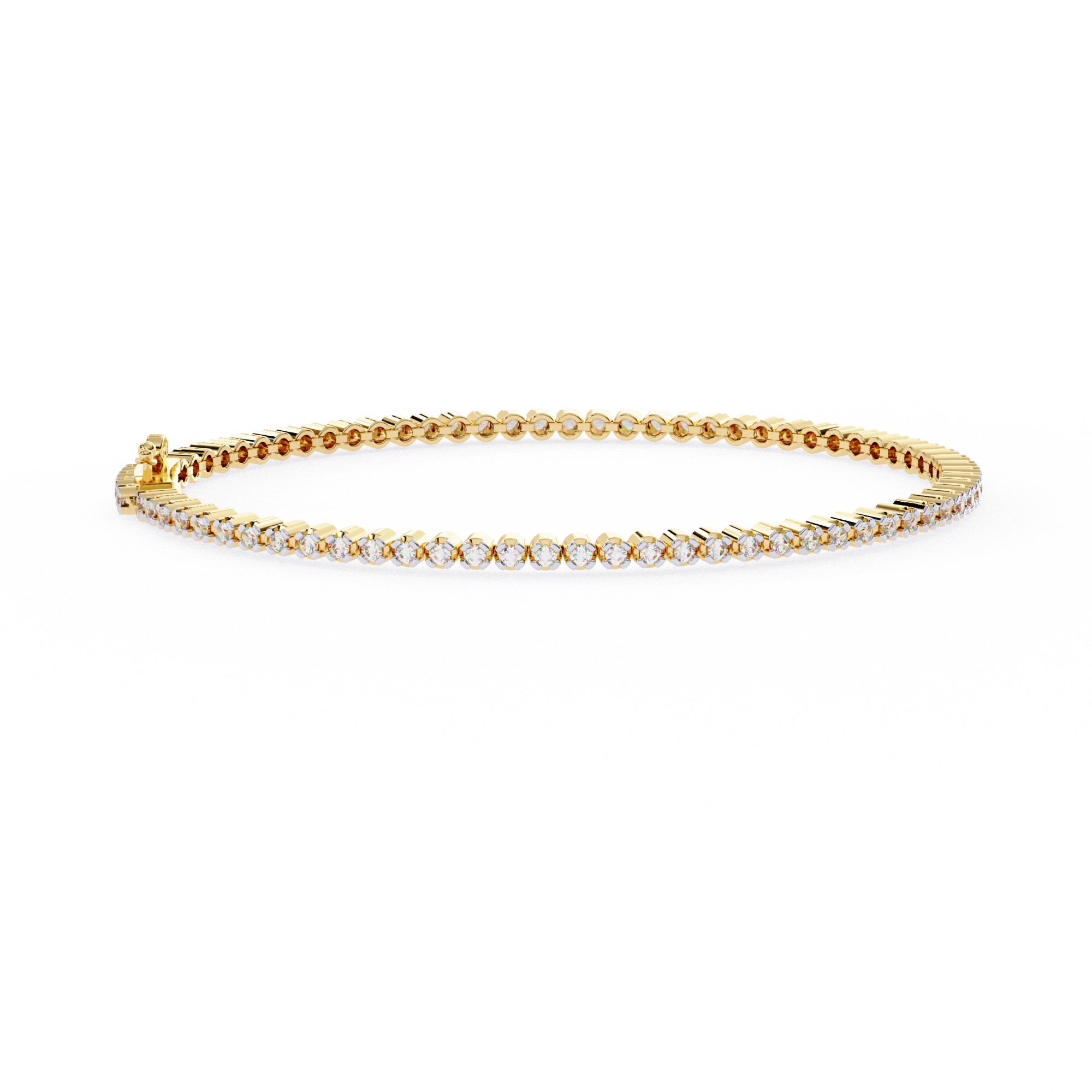 WOKE™ 3.28 carat ROUND cut Lab grown diamond tennis bracelet in 14k gold