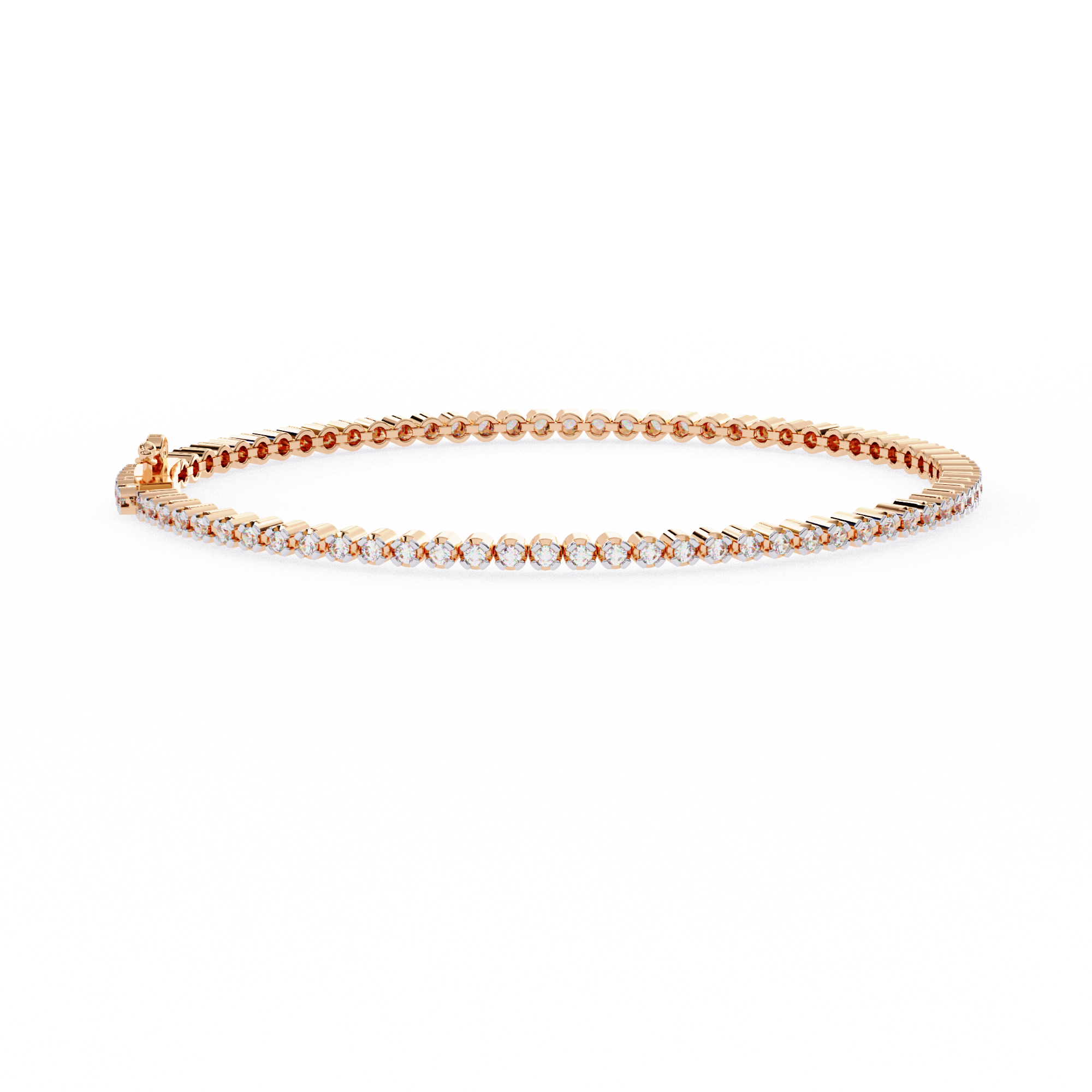 WOKE™ 3.28 carat ROUND cut Lab grown diamond tennis bracelet in 14k gold