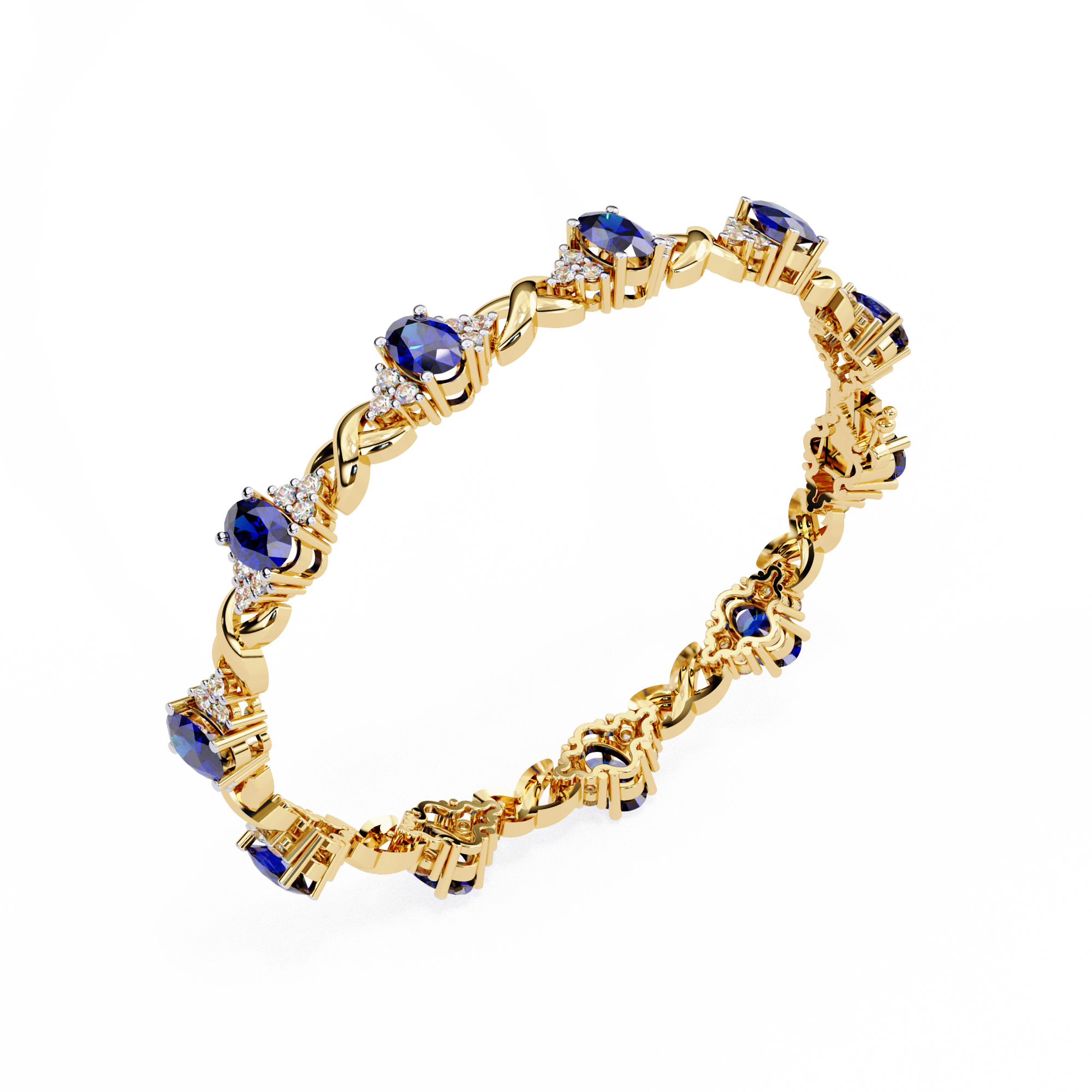 WOKE™ 0.88 carat ROUND cut Lab grown diamond bracelet in 14k gold