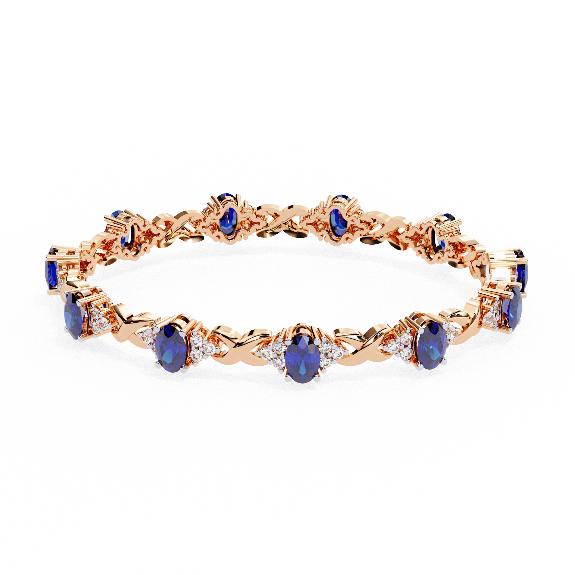 WOKE™ 0.88 carat ROUND cut Lab grown diamond bracelet in 14k gold