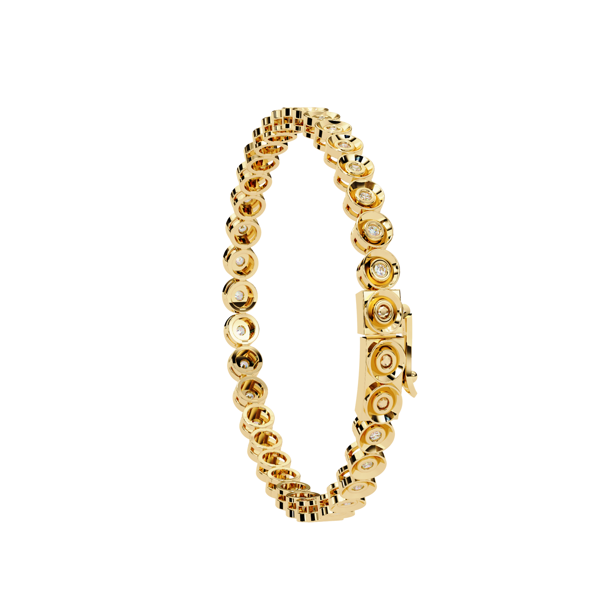 WOKE™ 2.66 carat ROUND cut Lab grown diamond bracelet in 14k gold