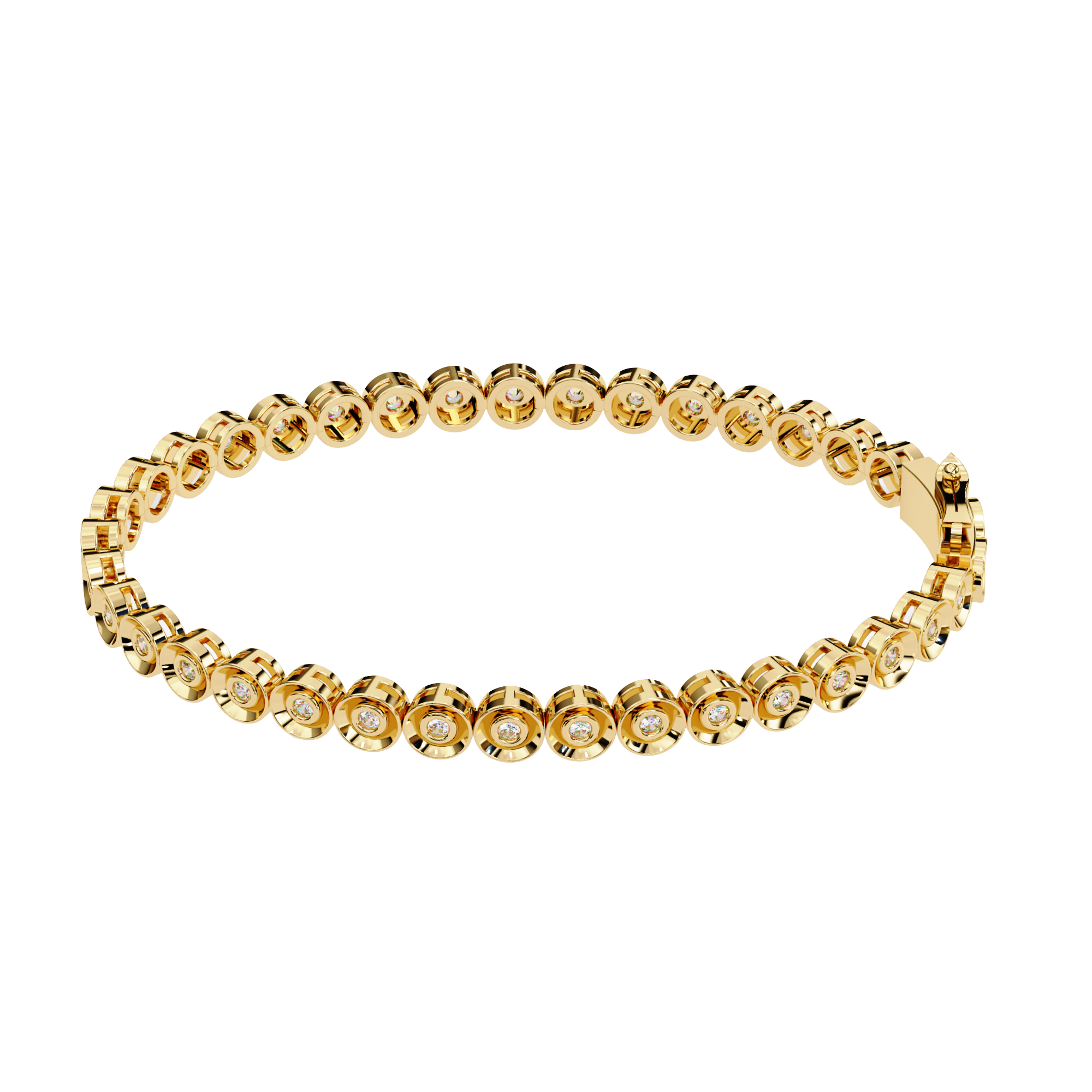 WOKE™ 2.66 carat ROUND cut Lab grown diamond bracelet in 14k gold