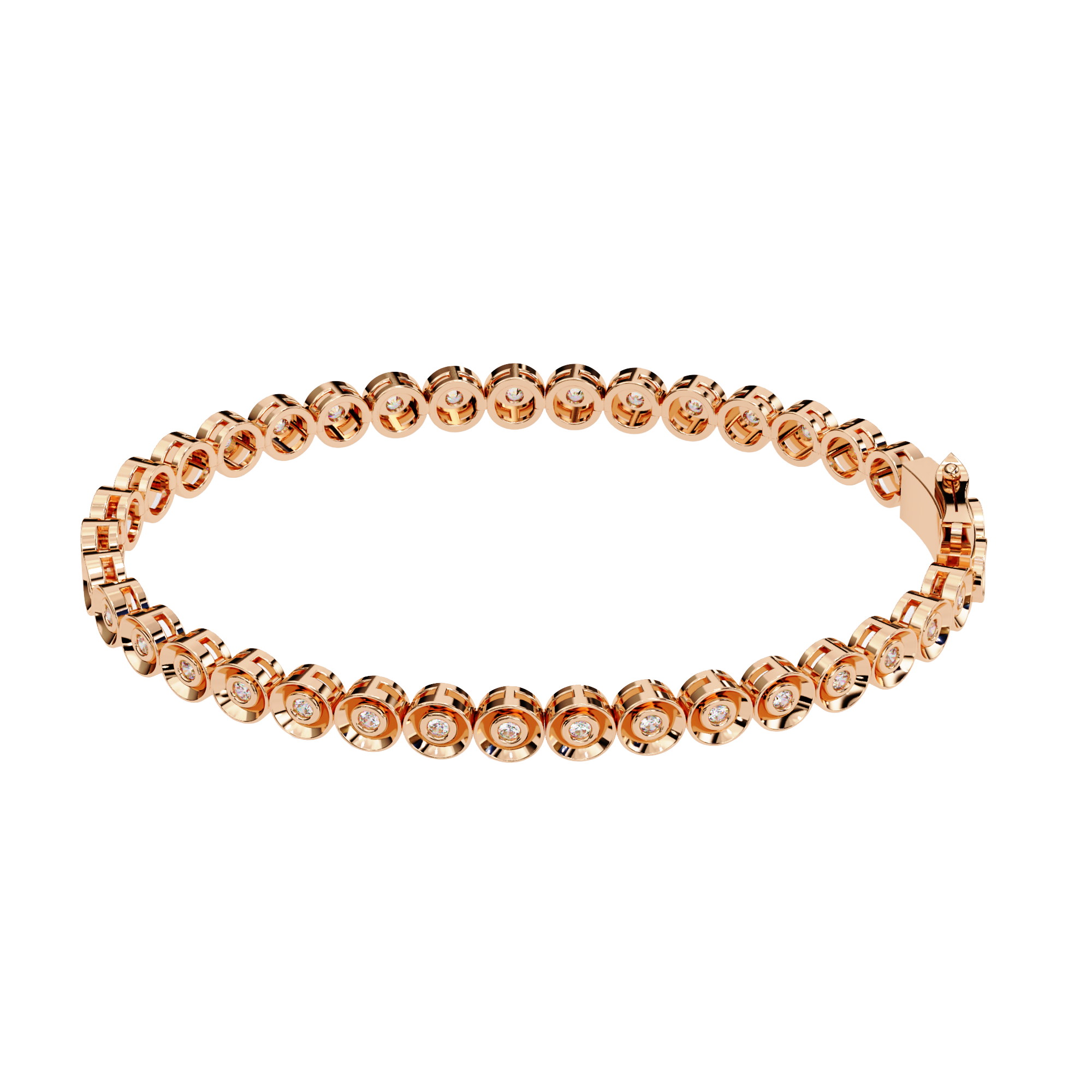 WOKE™ 2.66 carat ROUND cut Lab grown diamond bracelet in 14k gold