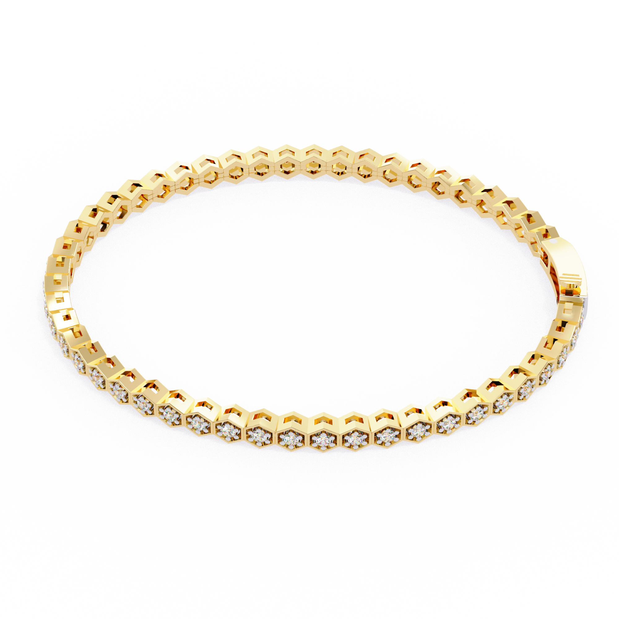 WOKE™ 2.66 carat ROUND cut Lab grown diamond honeycomb bracelet in 14k gold