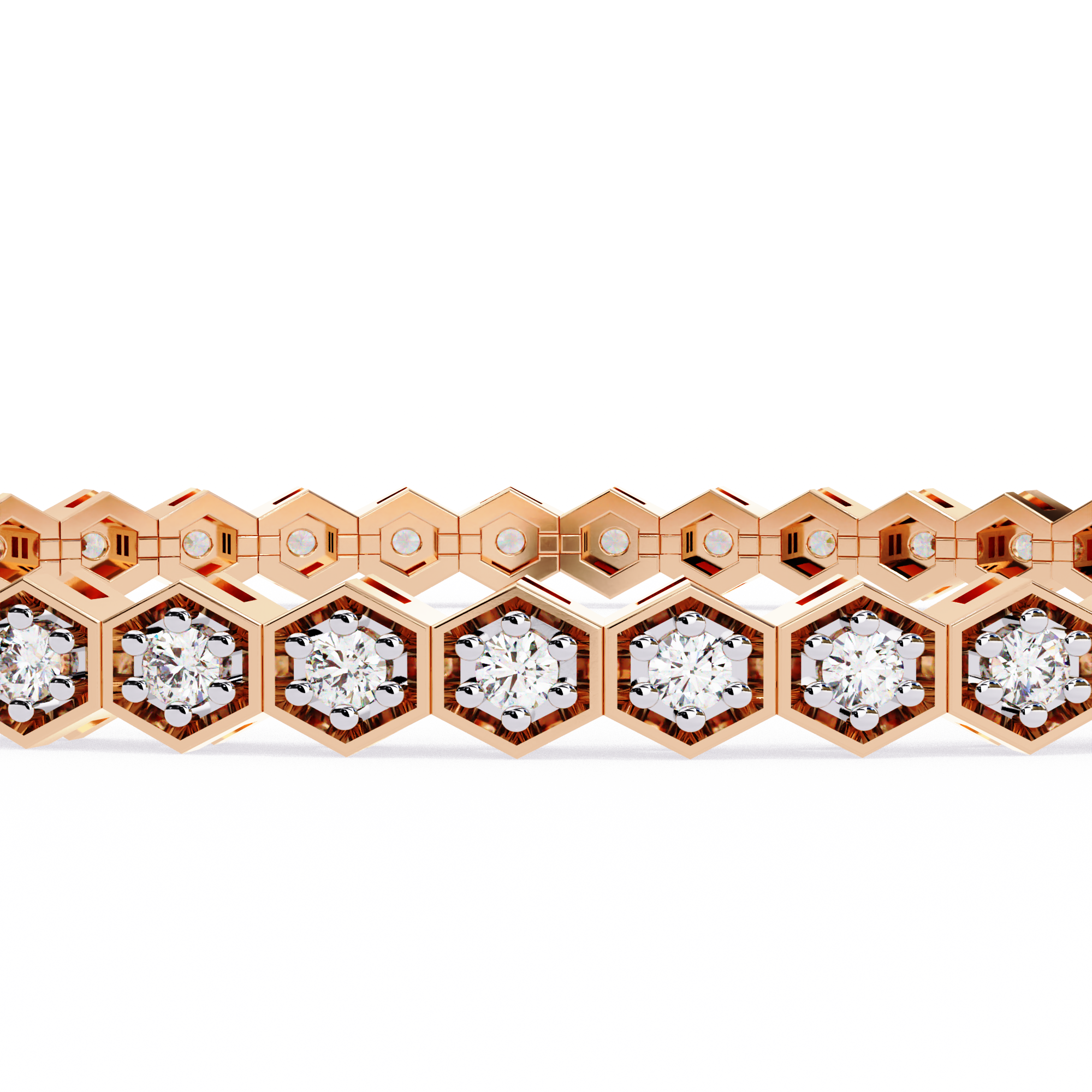 WOKE™ 2.66 carat ROUND cut Lab grown diamond honeycomb bracelet in 14k gold