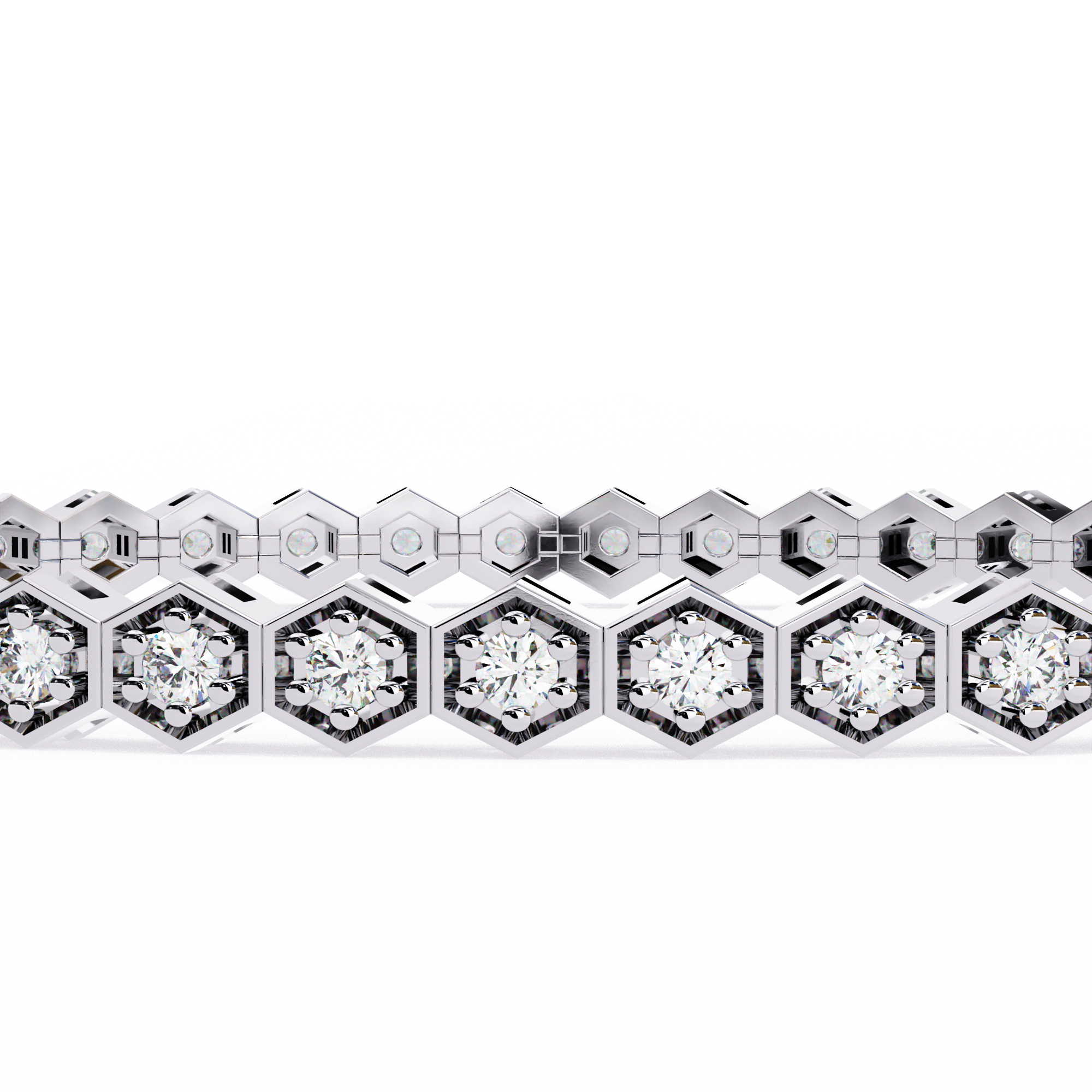 WOKE™ 2.66 carat ROUND cut Lab grown diamond honeycomb bracelet in 14k gold