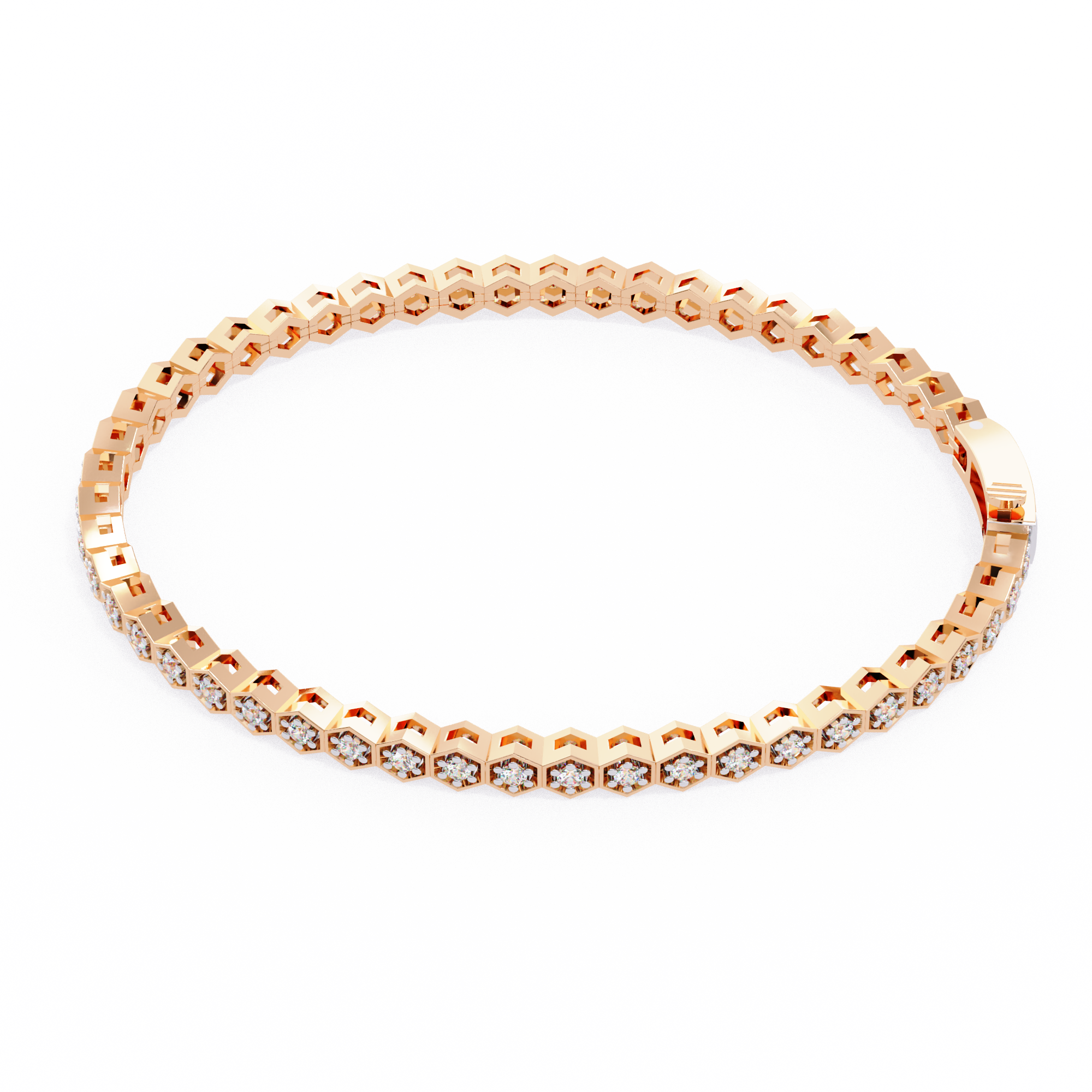 WOKE™ 2.66 carat ROUND cut Lab grown diamond honeycomb bracelet in 14k gold