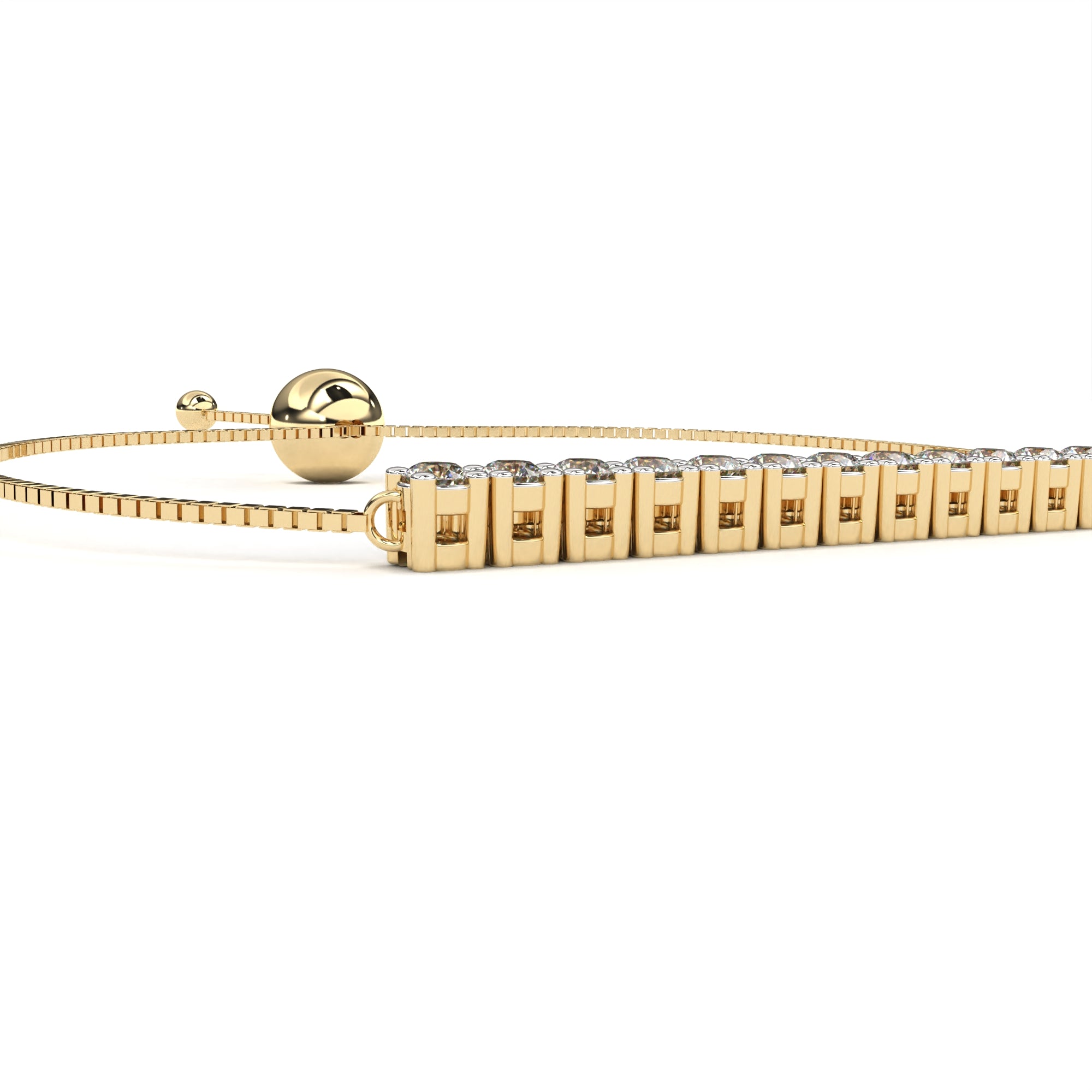 WOKE™ 1.32 carat round cut Lab grown diamond adjustable bracelet in 14k gold