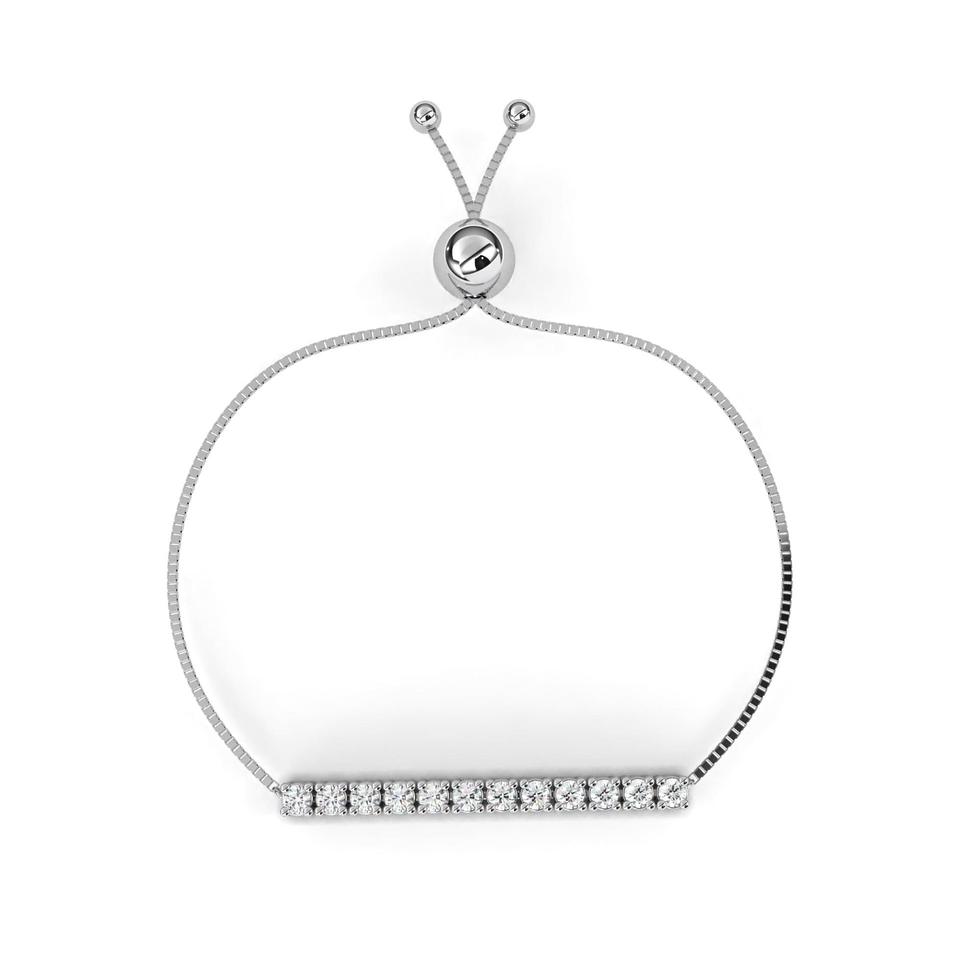 WOKE™ 1.32 carat round cut Lab grown diamond adjustable bracelet in 14k gold