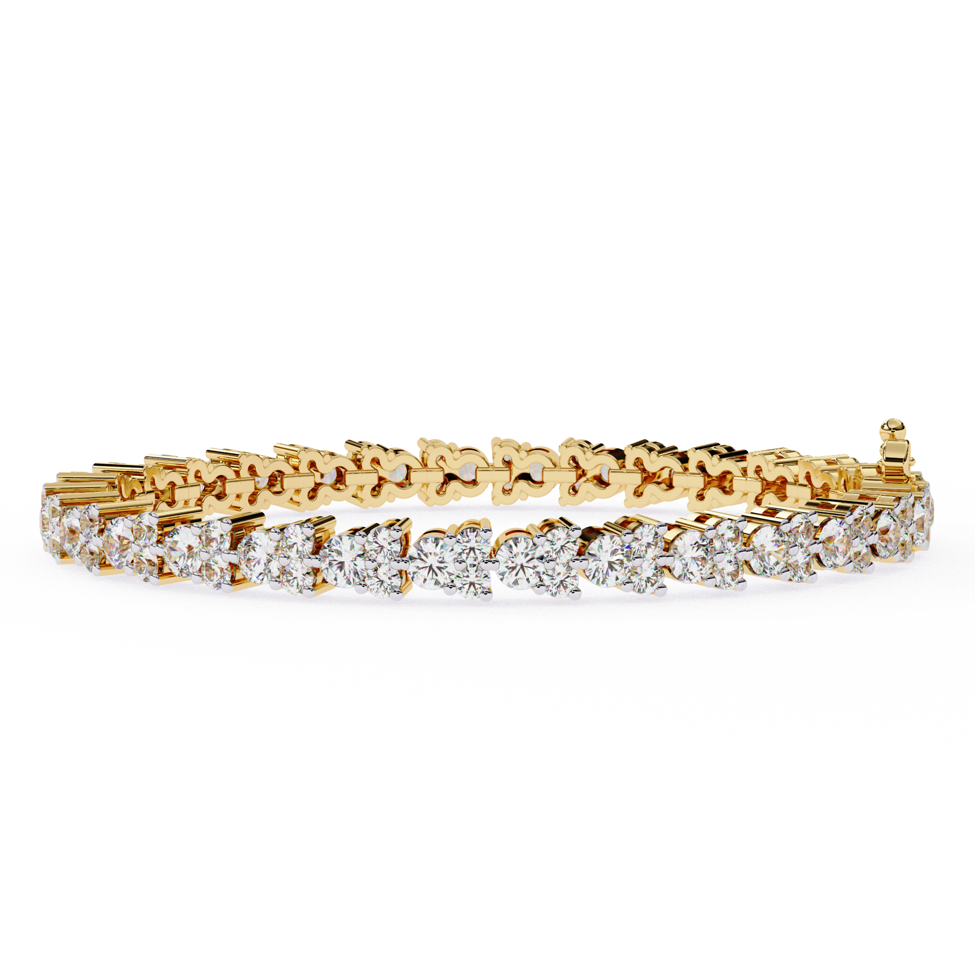 WOKE™ 8.92 carat round cut Lab grown diamond tennis bracelet in 14k gold