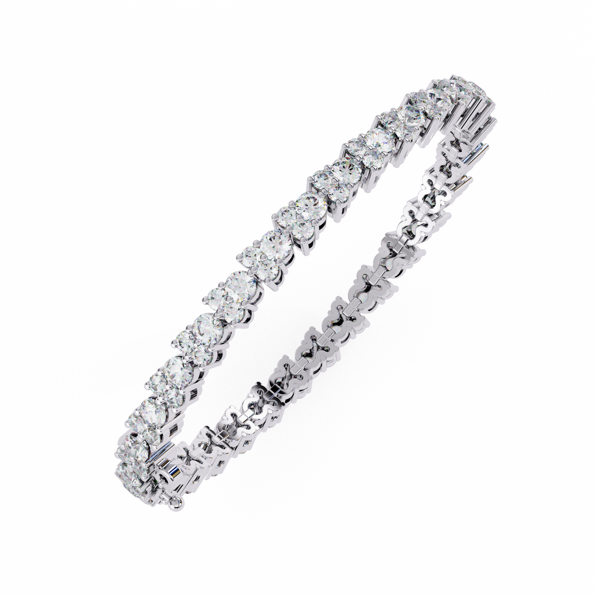 WOKE™ 8.92 carat round cut Lab grown diamond tennis bracelet in 14k gold