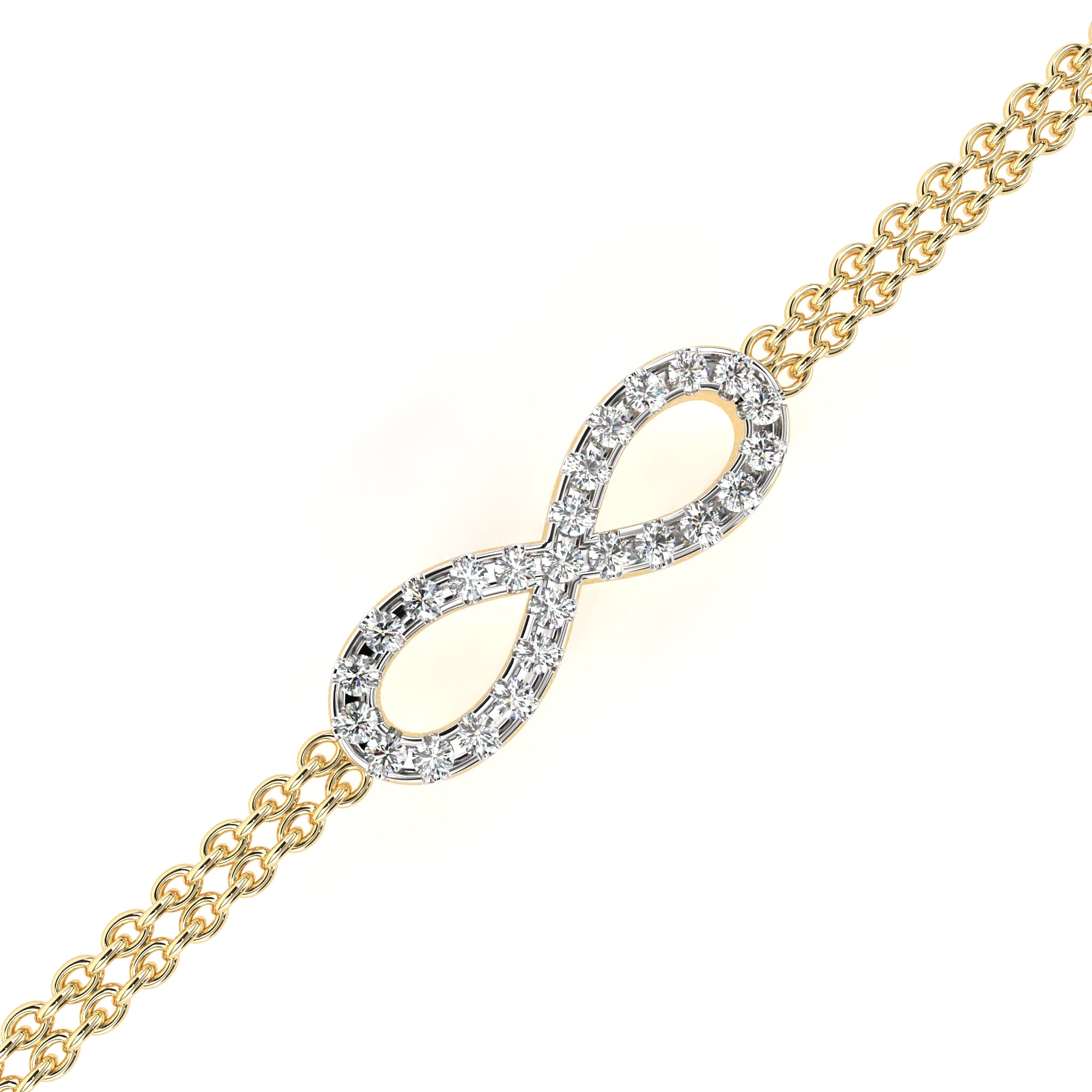 WOKE™ 0.42 carat round cut Lab grown diamond bracelet layered infinity in 14k gold