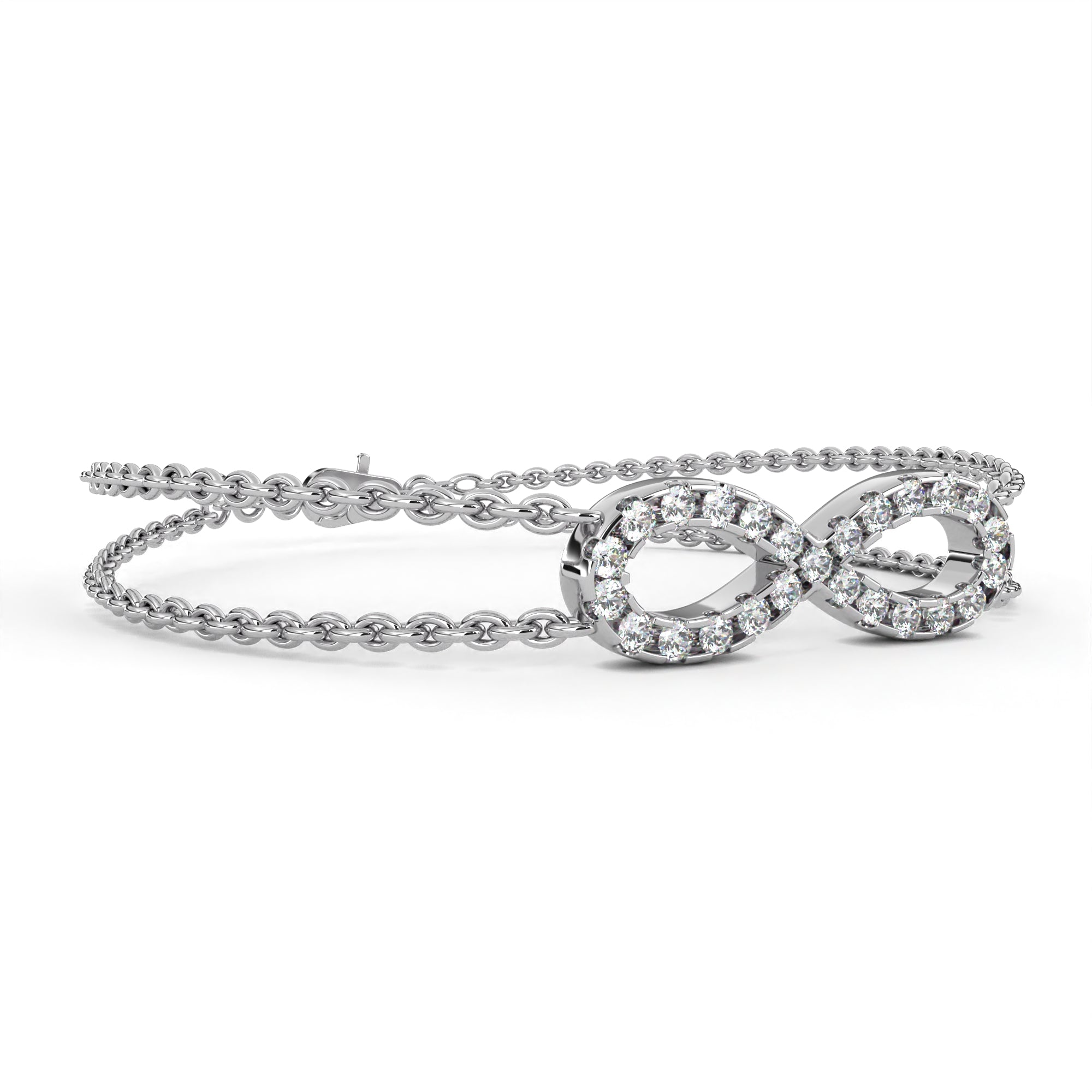 WOKE™ 0.42 carat round cut Lab grown diamond bracelet layered infinity in 14k gold