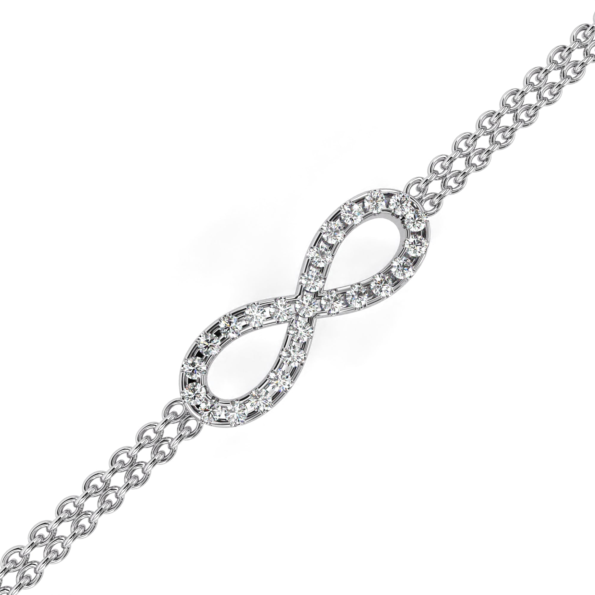 WOKE™ 0.42 carat round cut Lab grown diamond bracelet layered infinity in 14k gold