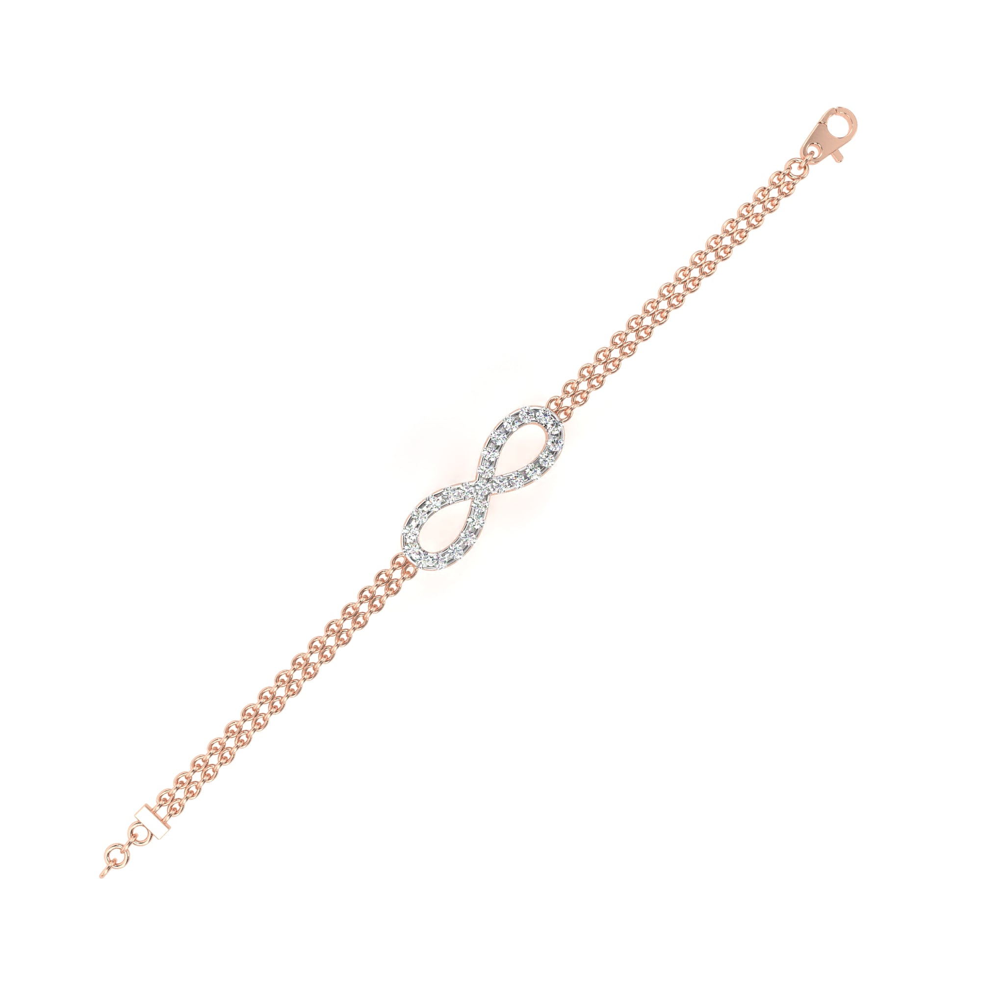 WOKE™ 0.42 carat round cut Lab grown diamond bracelet layered infinity in 14k gold