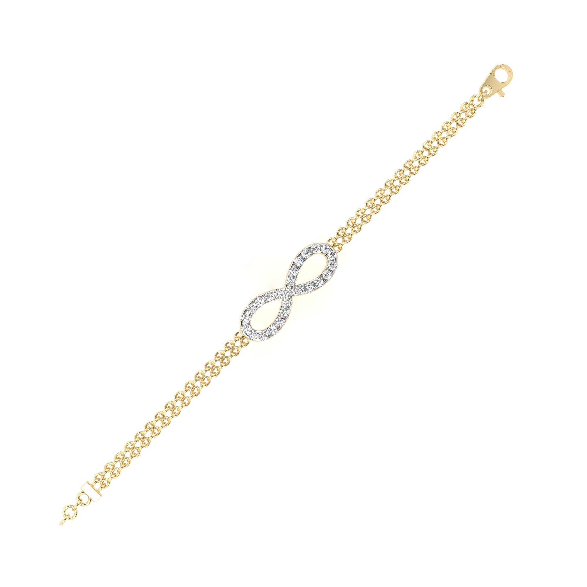 WOKE™ 0.42 carat round cut Lab grown diamond bracelet layered infinity in 14k gold