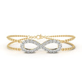 WOKE™ 0.42 carat round cut Lab grown diamond bracelet layered infinity in 14k gold