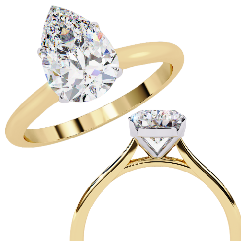 WOKE ™ 1.00 CARAT VVS-EF Pear cut Lab Grown Diamond ring in 9K/14K/18k Gold