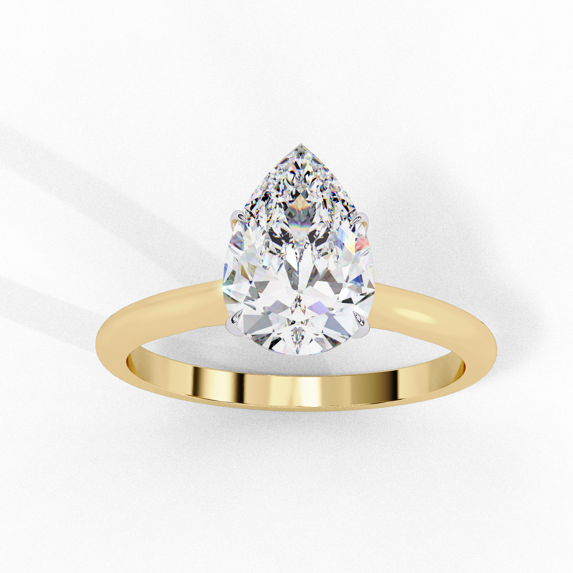 WOKE ™ 1.00 CARAT VVS-EF Pear cut Lab Grown Diamond ring in 9K/14K/18k Gold