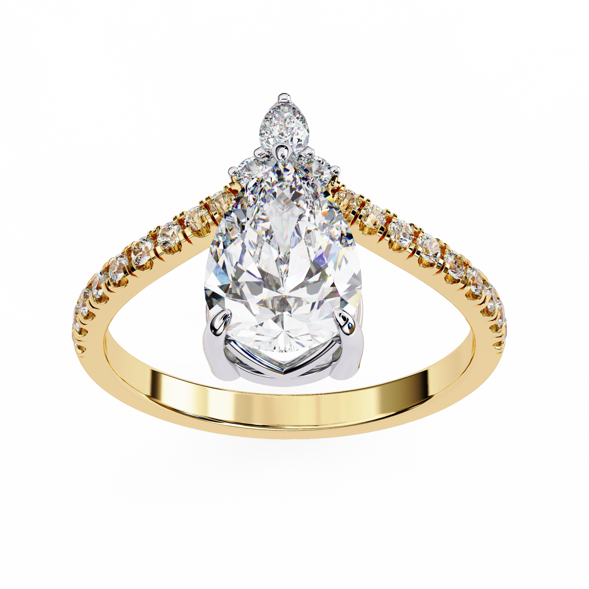 WOKE ™ 1.90 CARAT VVS-EF Pear Lab Grown Diamond ring in 9K/14K/18k Gold