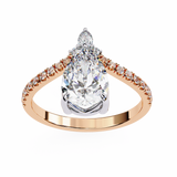 WOKE ™ 1.90 CARAT VVS-EF Pear Lab Grown Diamond ring in 9K/14K/18k Gold