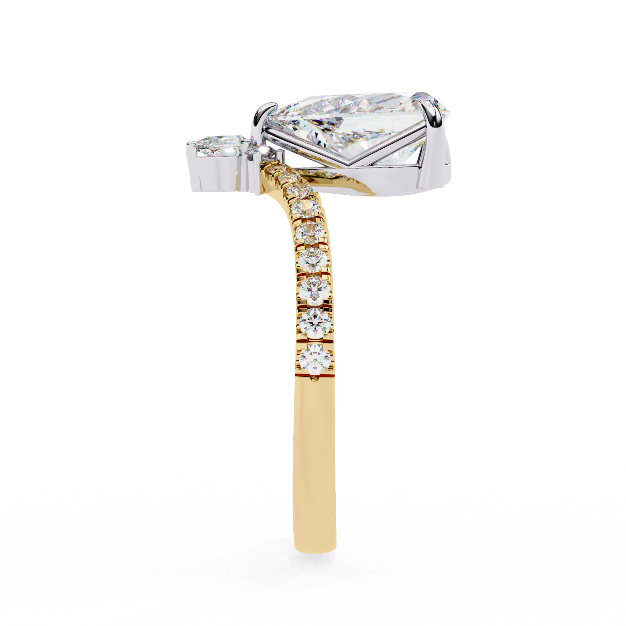 WOKE ™ 1.90 CARAT VVS-EF Pear Lab Grown Diamond ring in 9K/14K/18k Gold