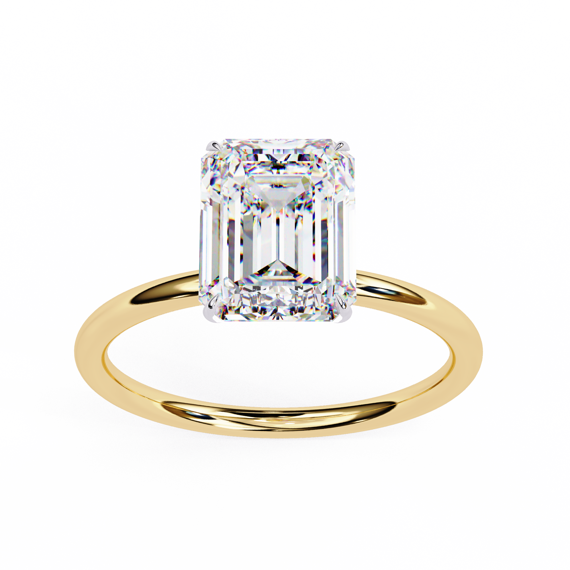 2.5 CT Emerald Cut Lab Grown Diamond Ring in 9K/14K Gold  | WOKE