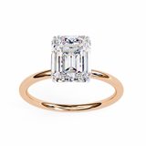 2.5 CT Emerald Cut Lab Grown Diamond Ring in 9K/14K Gold  | WOKE