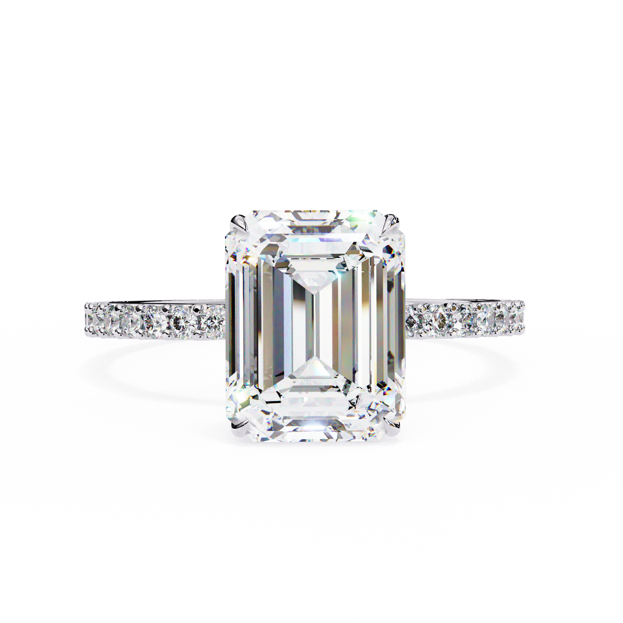 2.5 CT Emerald Cut Lab Grown Diamond Ring in 9K Gold/14K Gold | WOKE