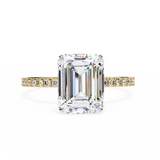 2.5 CT Emerald Cut Lab Grown Diamond Ring in 9K Gold/14K Gold | WOKE