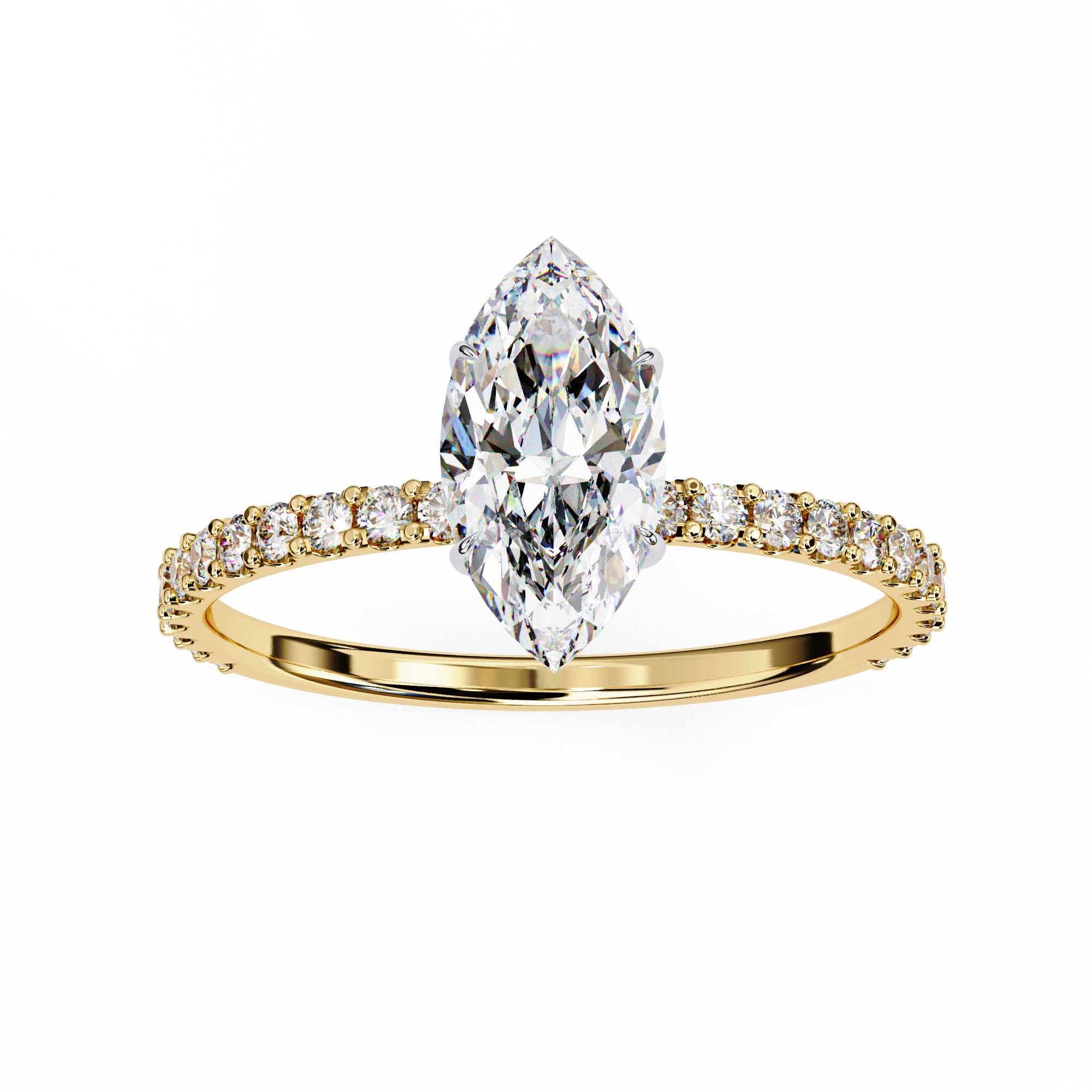 1 CT Marquise Cut lab grown diamond ring in 9K/14K Gold  | WOKE