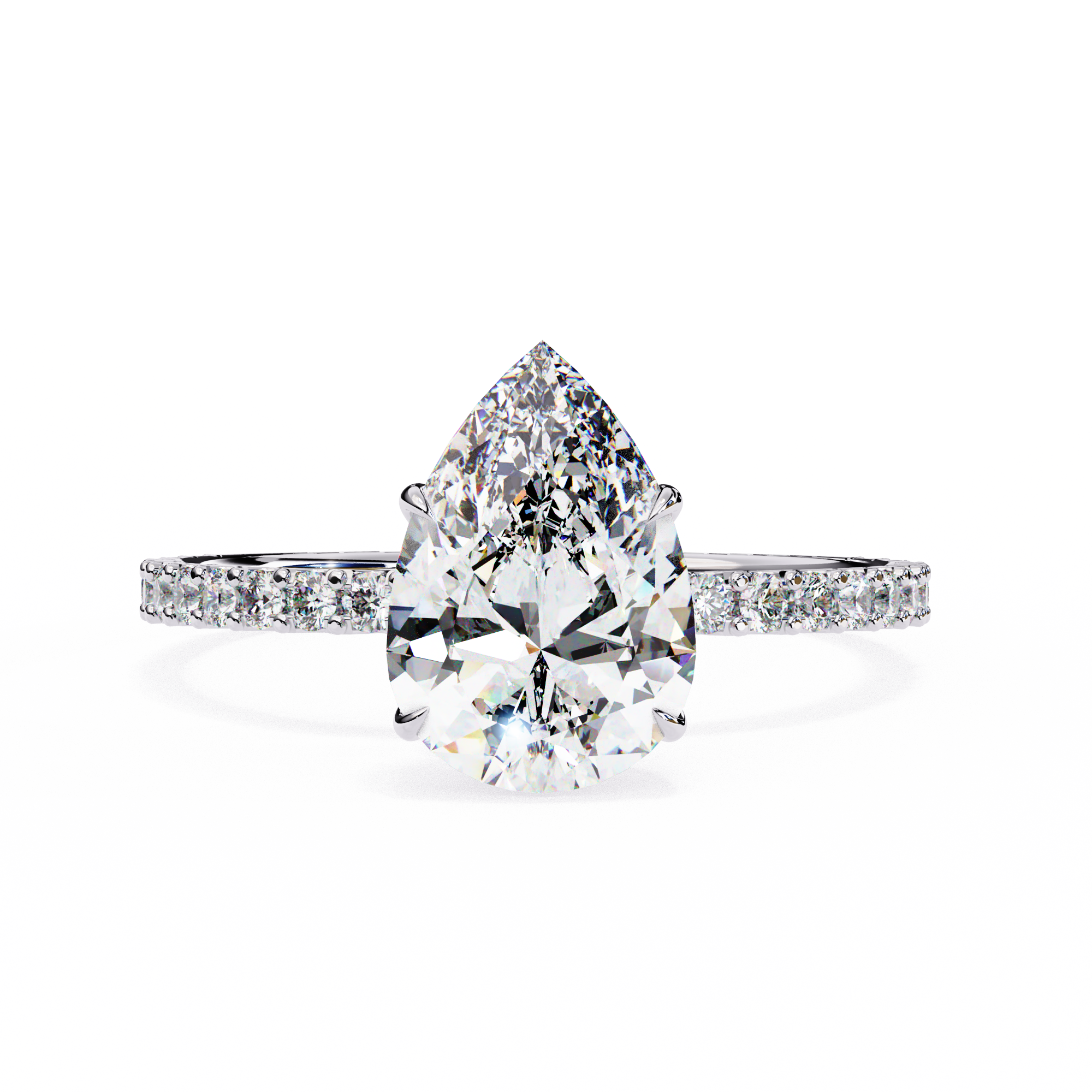 2CT Pear & Round Lab Grown Diamond Ring in 9K/14K Gold  | WOKE